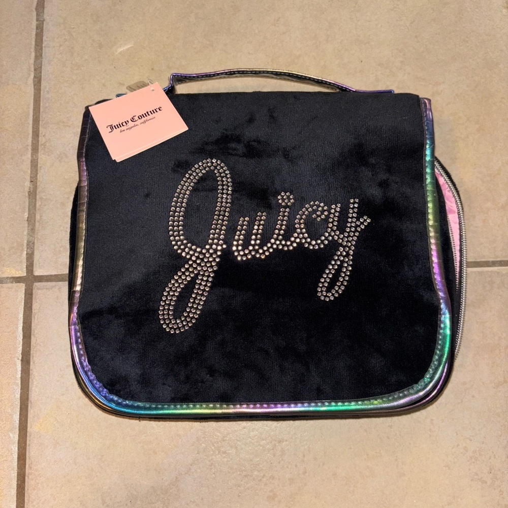 Juicy Couture Makeup Toiletry Bag Train Case Cosmetic Velvet NTW